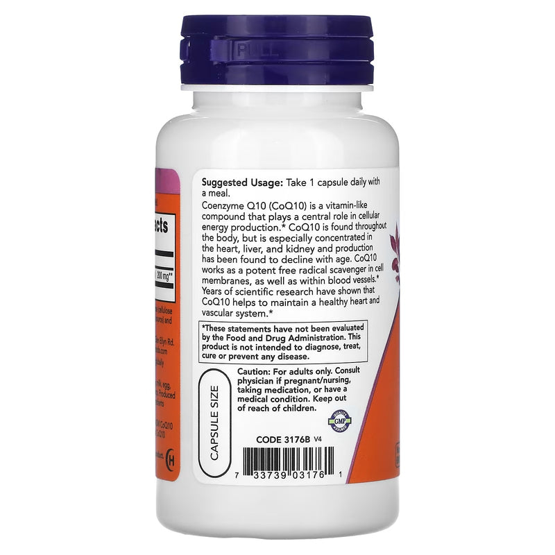 CoqQ10 200mg (60 Vegetarian Capsules) - Now Foods