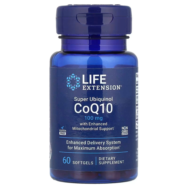 Super Ubiquinol CoQ10 100mg Enhanced Mitochondrial (60 Softgels) - Life Extension