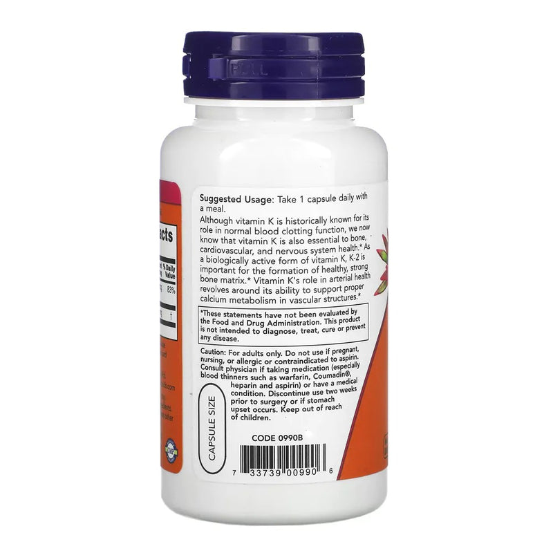 Vitamina K-2 (100 Vegetarian Capsules) - Now Foods