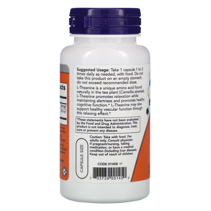 L-Theanine - Teanina 100mg (90 Vegetarian Capsules) - Now Foods