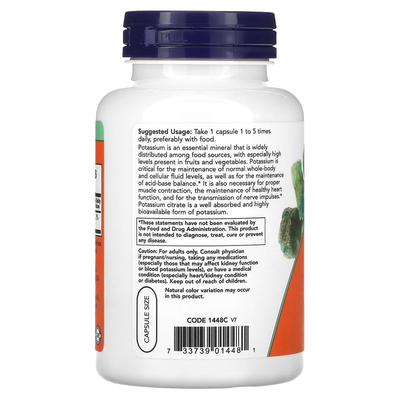 Potassium Citrate 99 mg (180 Veg Capsules) - Now Foods