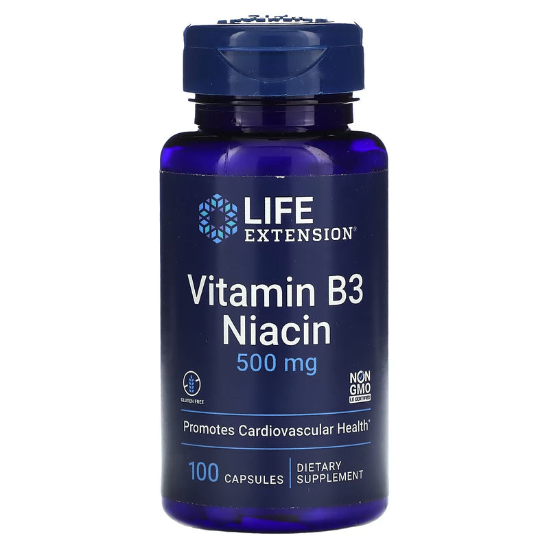 Vitamin B3 Niacin 500mg (100 Capsules) - Life Extension