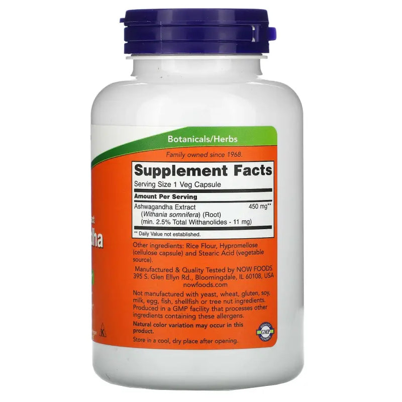 Ashwagandha 450mg (180) - Now Foods