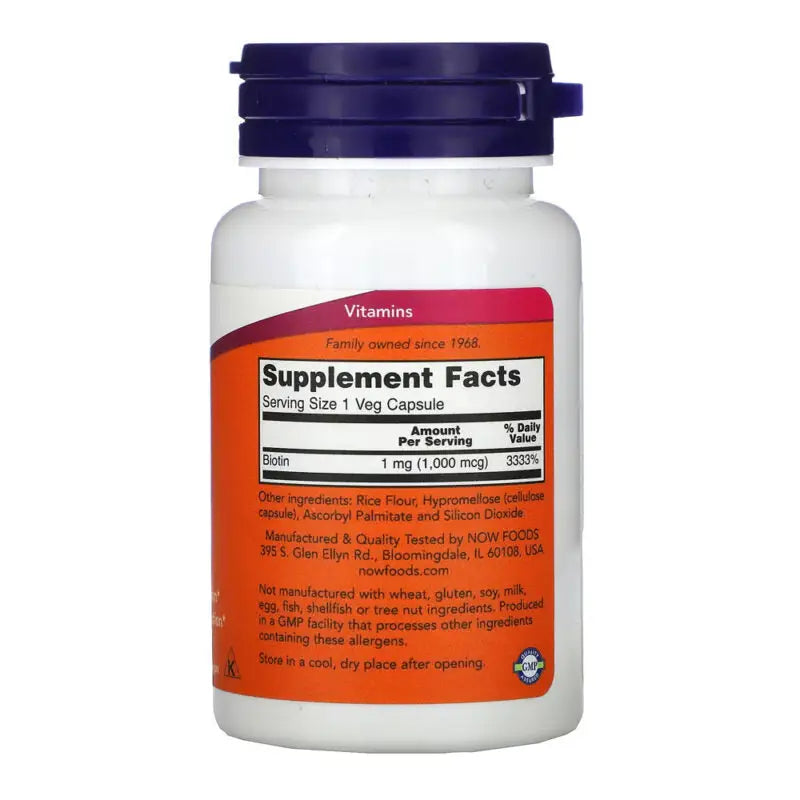 Biotina 1000mcg (100) - Now Foods