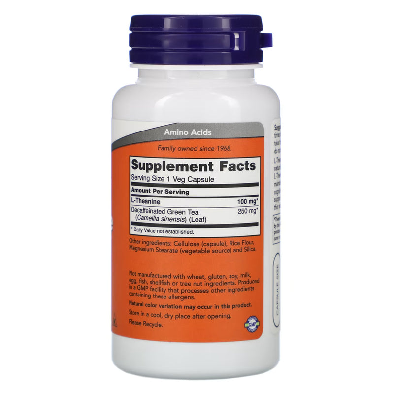 L-Theanine - Teanina 100mg (90 Vegetarian Capsules) - Now Foods