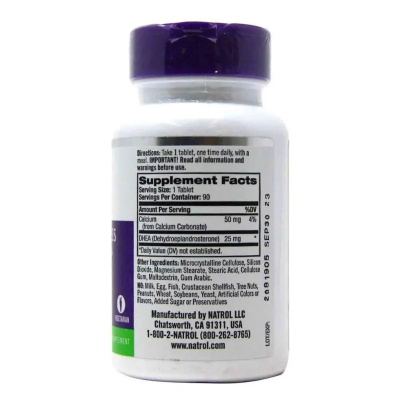 DHEA 25mg (90 Tabs) - Natrol - iPUMP Suplementos Rotulo 