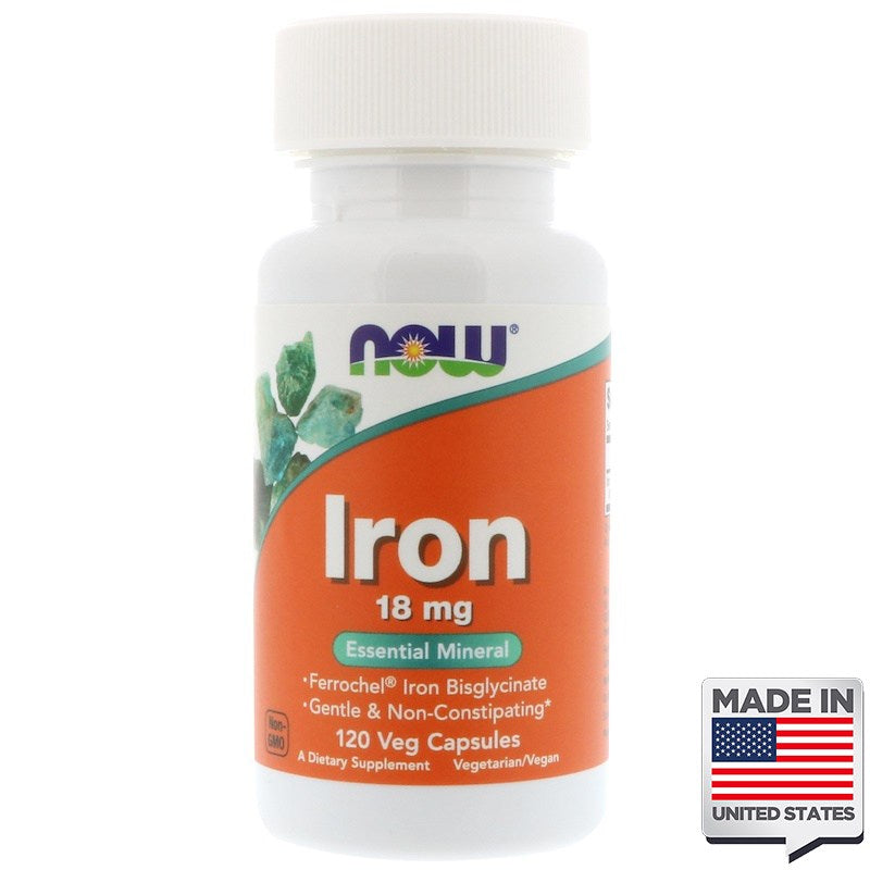 Iron (Ferro) 18 mg (120 Vegetarian Capsules) - Now Foods