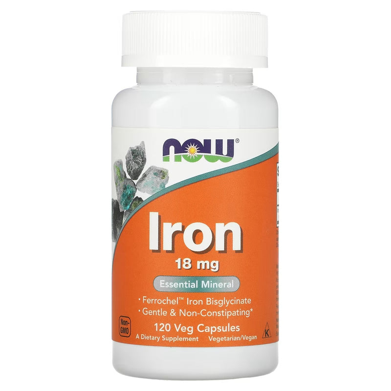 Iron (Ferro) 18 mg (120 Vegetarian Capsules) - Now Foods