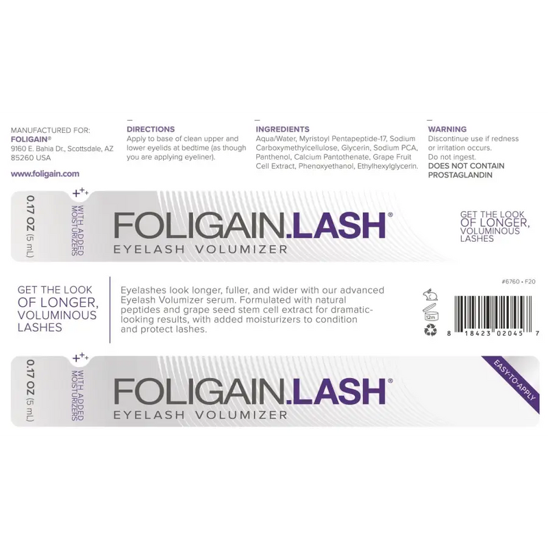 Foligain.Lash Alongador de Cílios  (0.17oz) 5ml - Foligain - iPUMP Suplementos