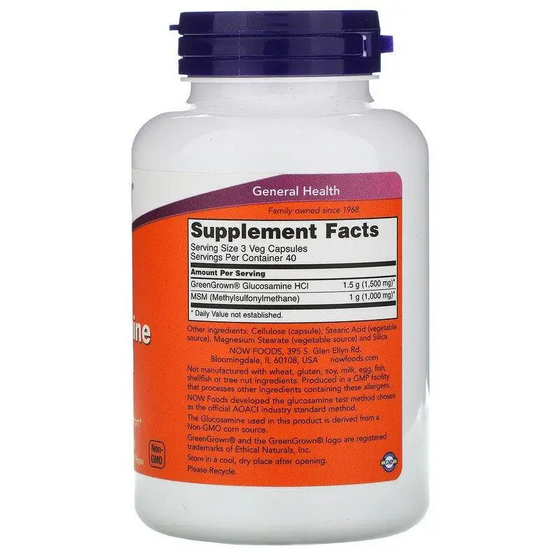 Glucosamine with MSM (120caps) - Now Foods - iPUMP Suplementos