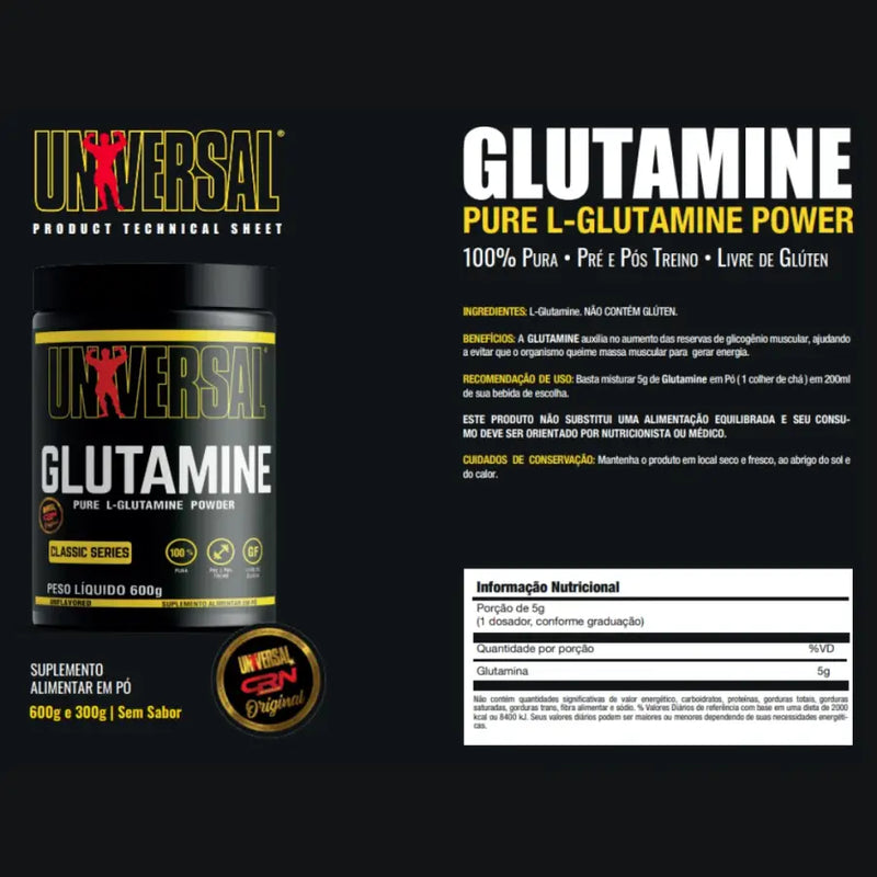 Glutamina (300g) - Universal | iPUMP Suplementos