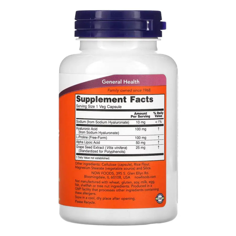 Hyaluronic Acid 100mg (120 VCaps) - Now Foods