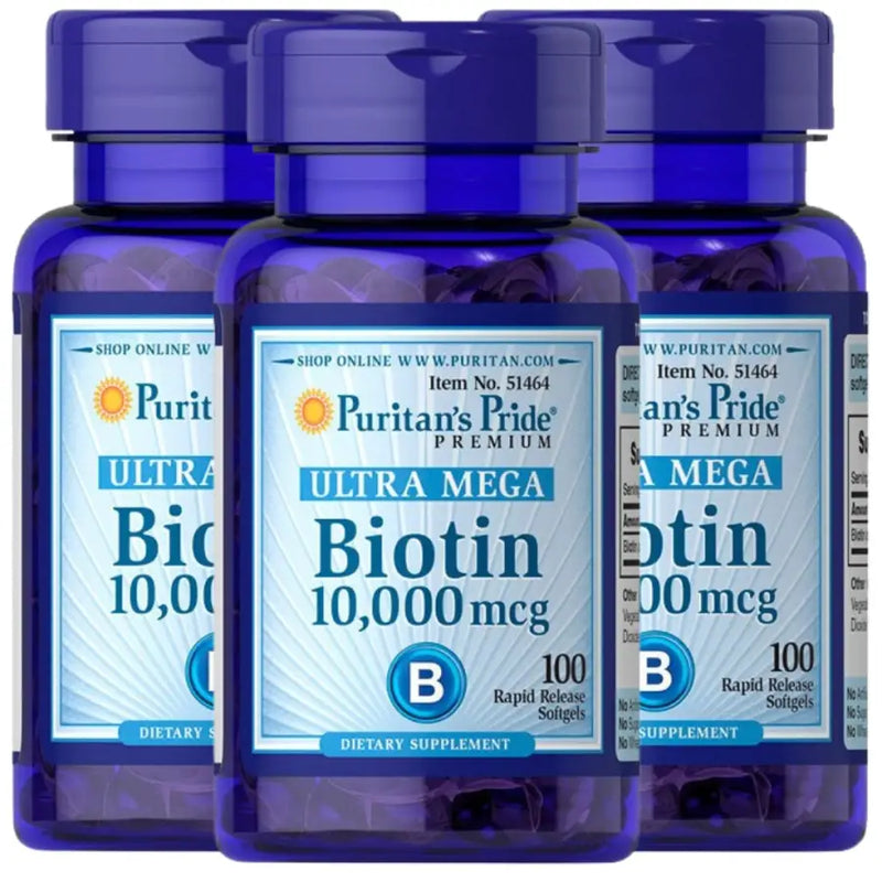 Kit 3 x Mega Biotina 10.000mcg (100) - Puritan's | iPUMP Suplementos