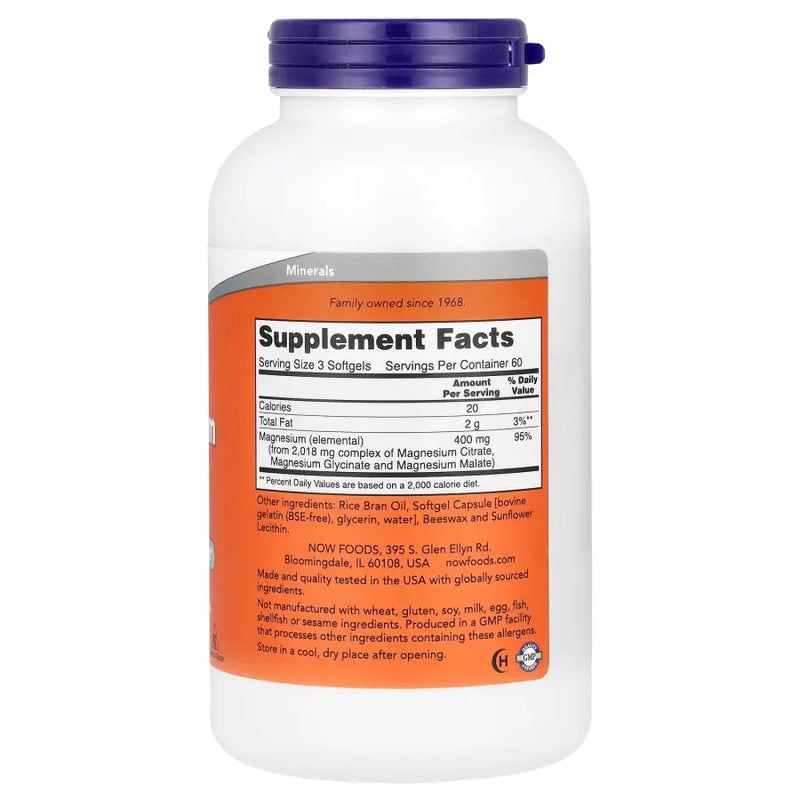 Magnesium Citrate 400mg (180) - Now Foods