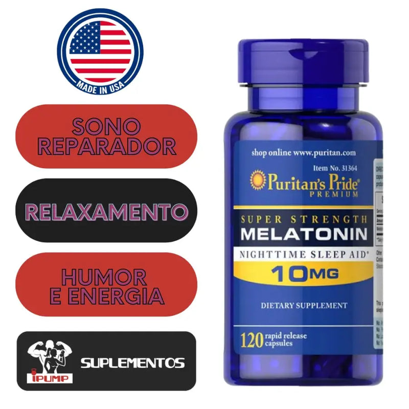 Melatonina 10mg (120 Cápsulas) - Puritans Pride - iPUMP Suplementos