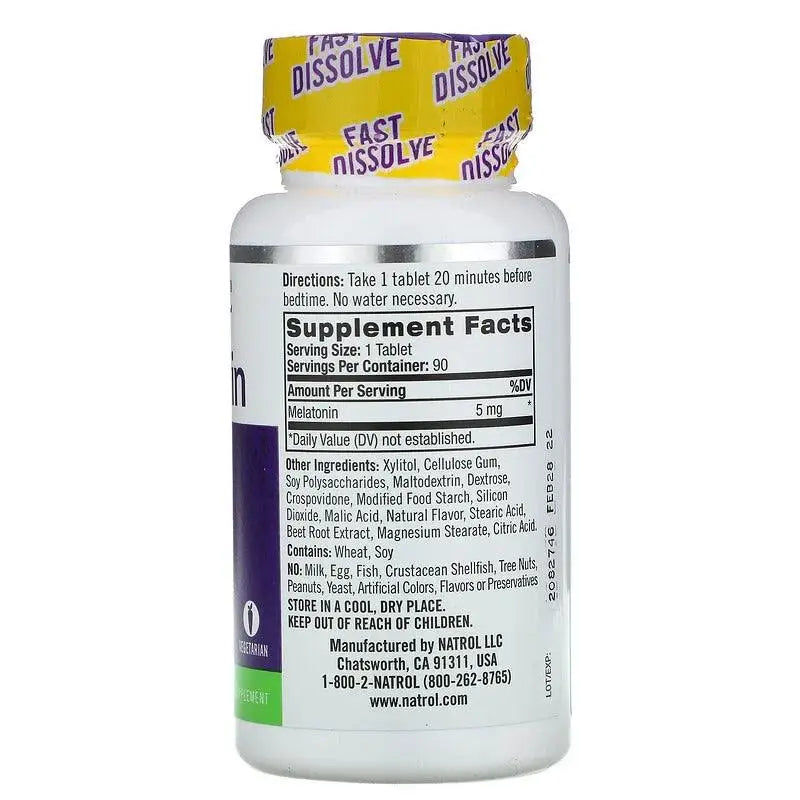 Melatonina Fast Dissolve 5mg (90 Tabs) - Natrol - iPUMP Suplementos