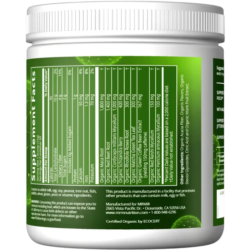 Organic Pre-Workout 240G Island Fusion - MRM Nutrition