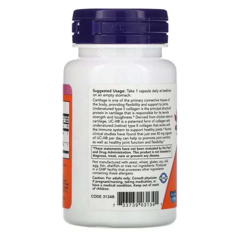 UC-II Colágeno Tipo 2 (60 Vegetarin Capsules) - Now Foods