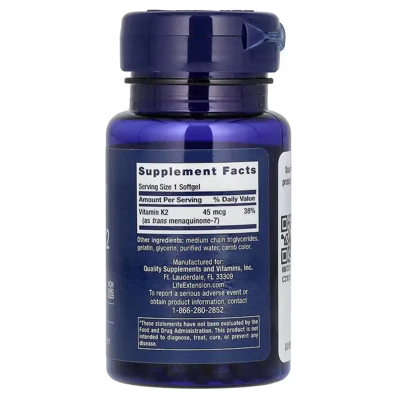 Vitamin K2 MK-7 45mcg (90 Softgels) - Life Extension