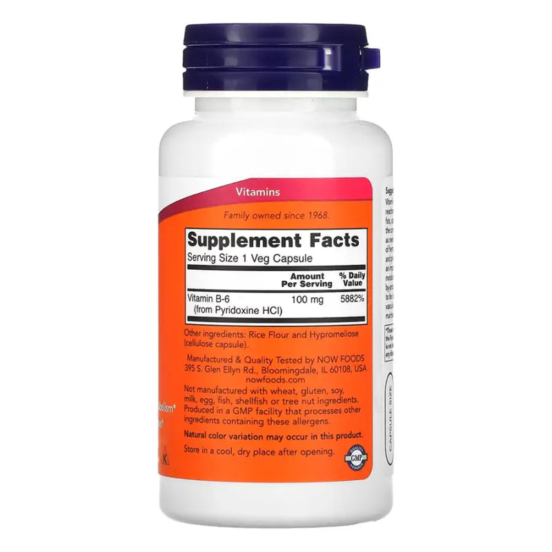 Vitamina B6 100mg (100 VCaps) - Now Foods