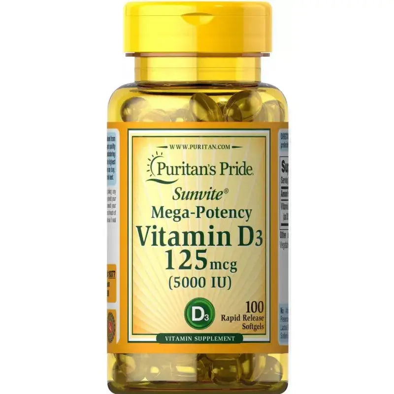 Vitamina D-3 (5000iu) 100 Softgels - Puritans Pride - iPUMP Suplementos