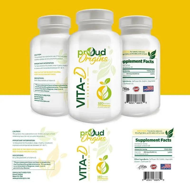 Vitamina D10.000IU (120 softgels) - Proud Origins - iPUMP Suplementos