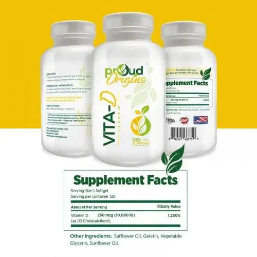 Vitamina D10.000IU (120 softgels) - Proud Origins - iPUMP Suplementos