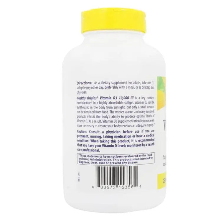 Vitamina D3 10.000 IU (360 softgels) - Healthy Origins - iPUMP Suplementos