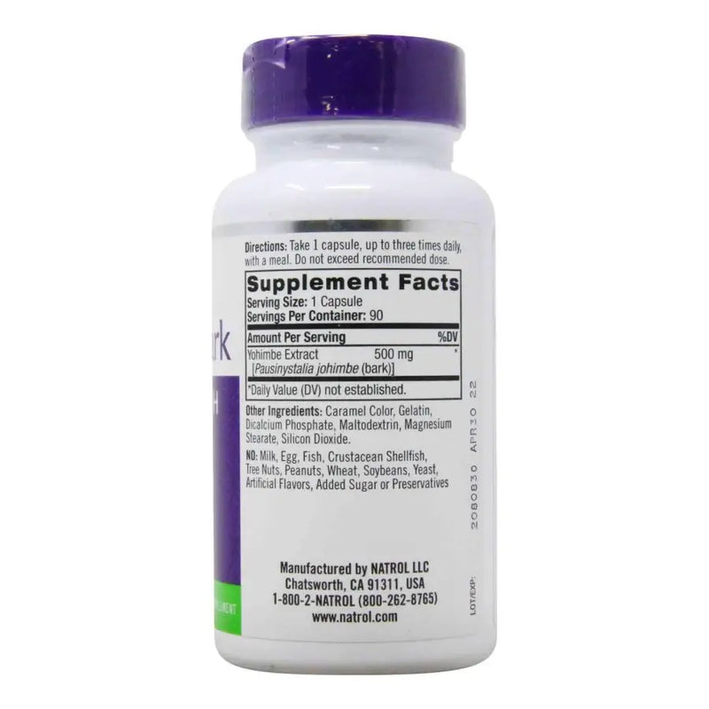 Yohimbe Bark 500mg (90 Caps) - Natrol - iPUMP Suplementos